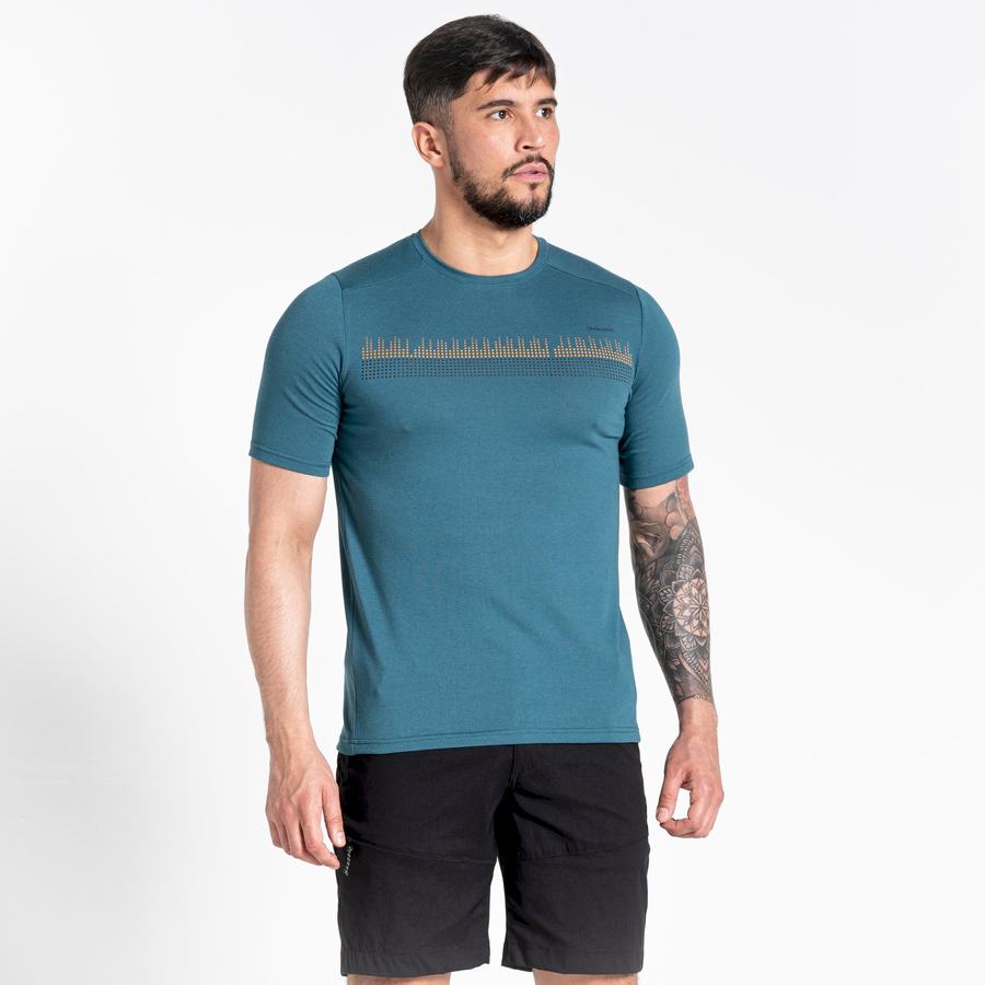 Green Craghoppers Dynamic Short Sleeved Men's T-Shirts | AVL160LG