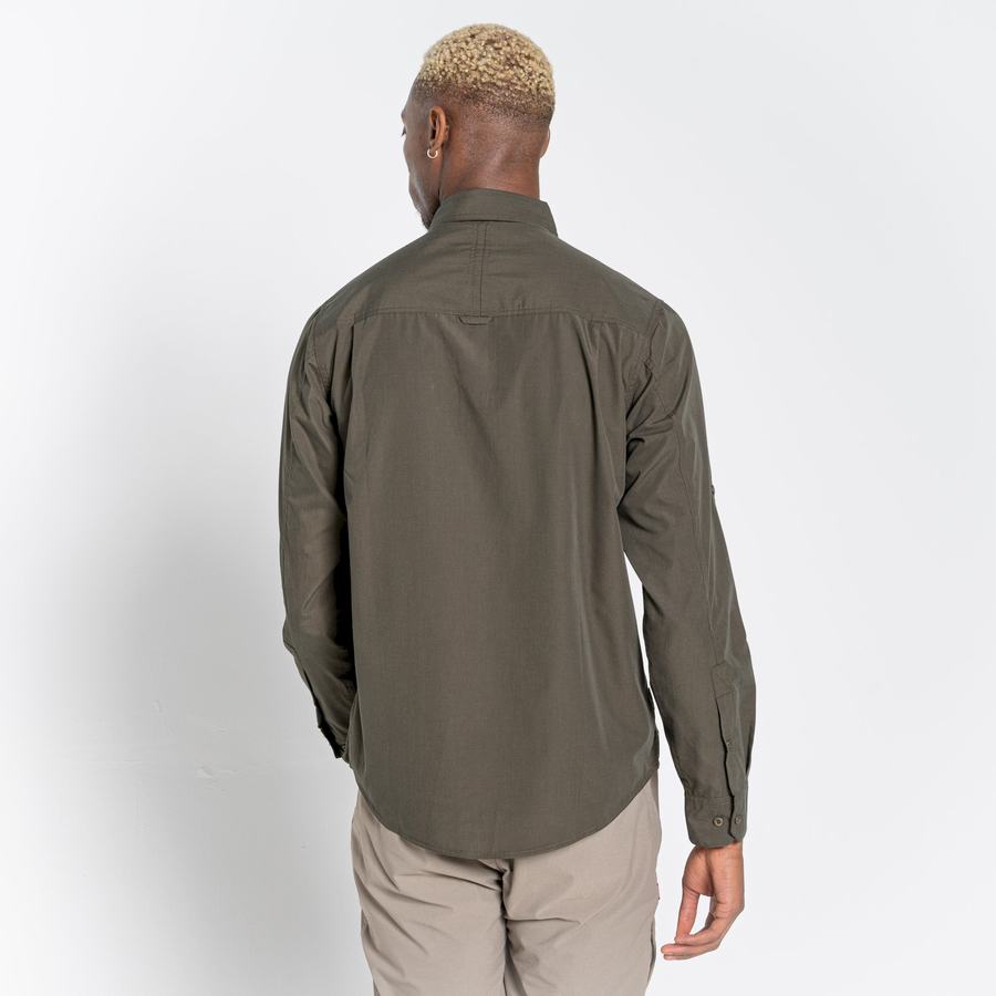 Green Craghoppers Kiwi Long Sleeved Men's Shirts | GNC8827IL