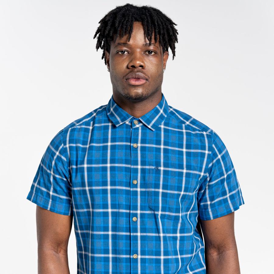 Green Craghoppers Menlo Short Sleeved Men's Shirts | ONS1716SS