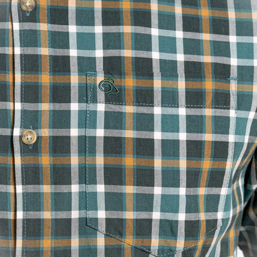 Green Craghoppers Menlo Short Sleeved Men's Shirts | PHR477BW