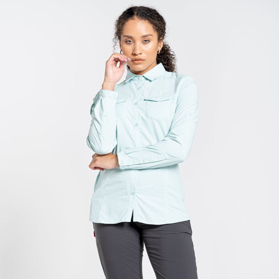 Green Craghoppers NosiLife Adventure II Long Sleeved Women's Shirts | VBG1673OT