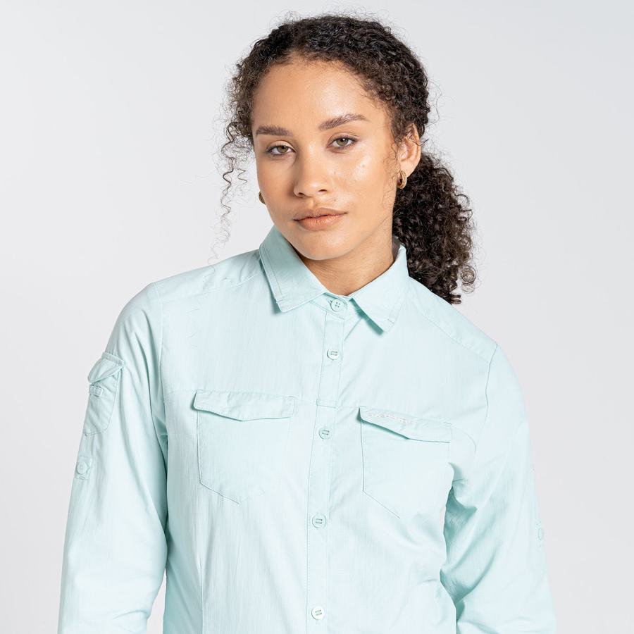 Green Craghoppers NosiLife Adventure II Long Sleeved Women's Shirts | VBG1673OT