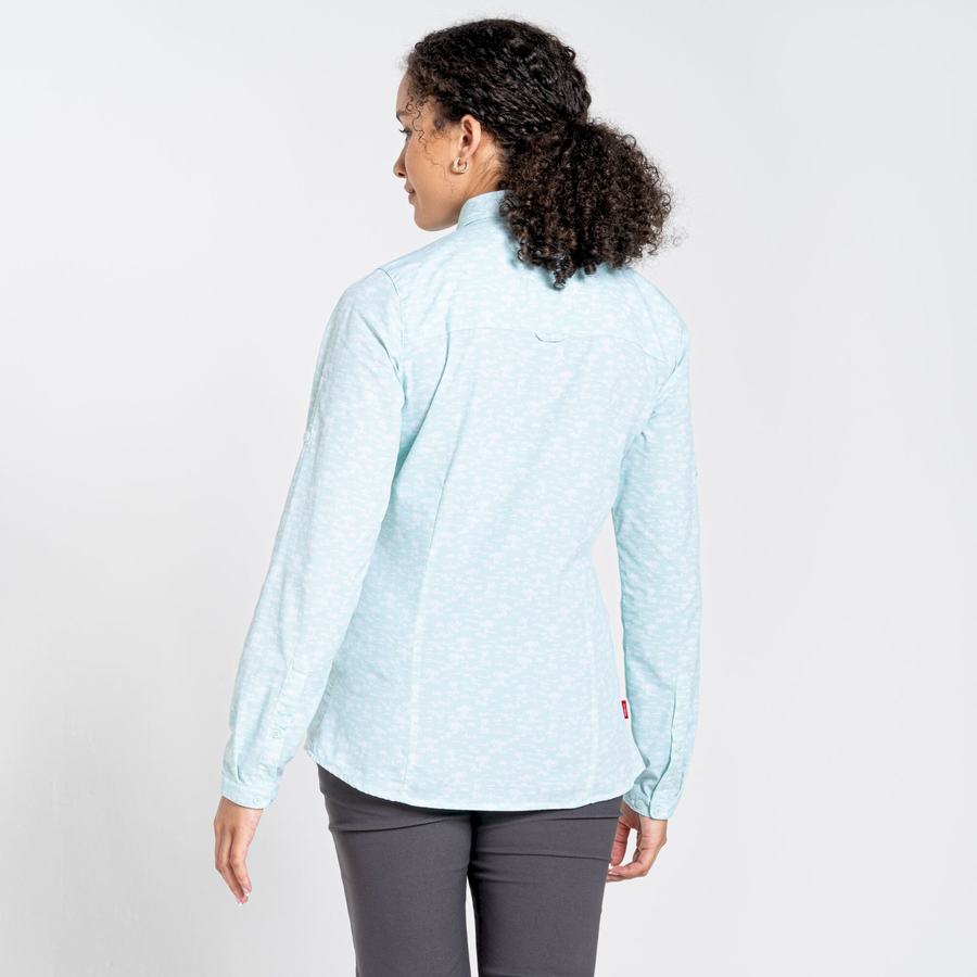 Green Craghoppers NosiLife Callo Long Sleeved Women's Shirts | QVT7382LD