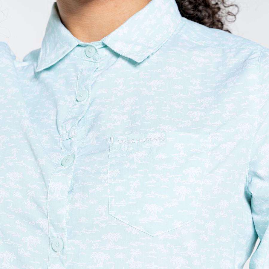 Green Craghoppers NosiLife Callo Long Sleeved Women's Shirts | QVT7382LD