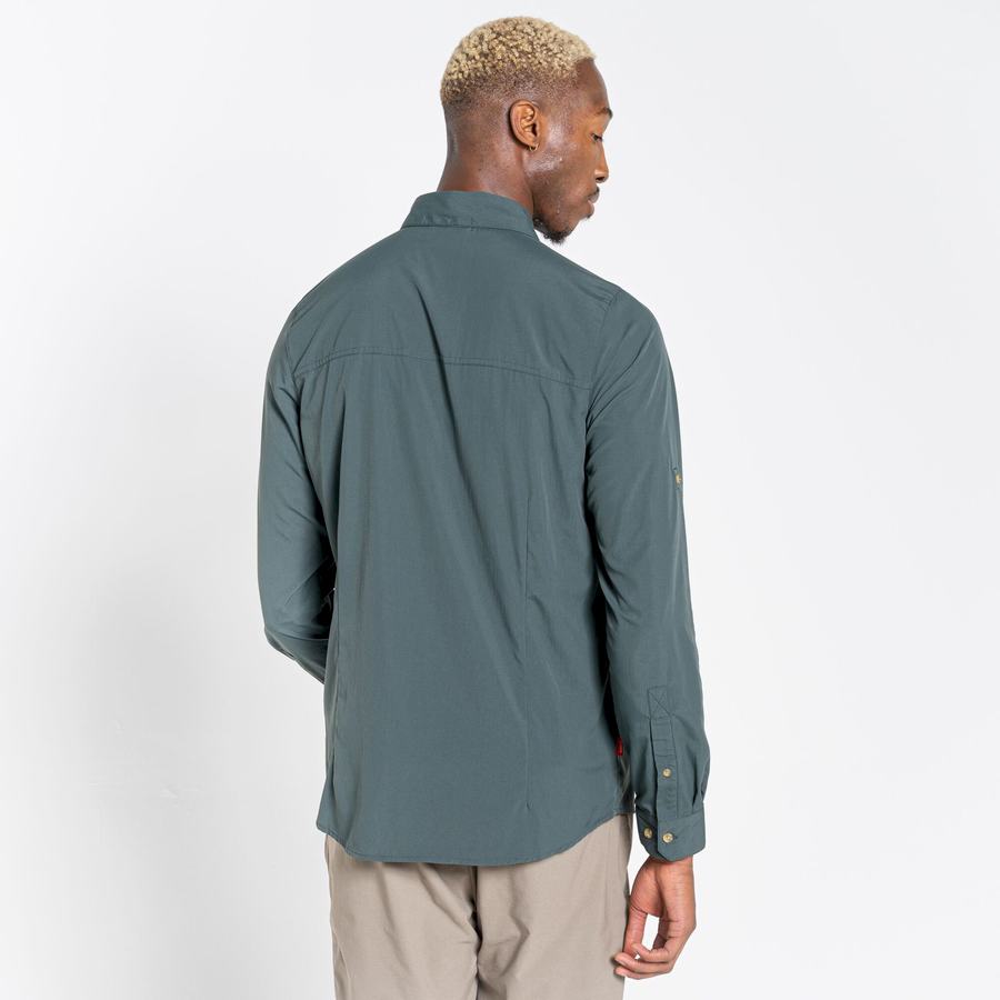 Green Craghoppers NosiLife Nuoro Long Sleeved Men's Shirts | SUX6057RF