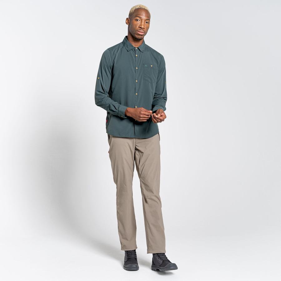 Green Craghoppers NosiLife Nuoro Long Sleeved Men's Shirts | SUX6057RF