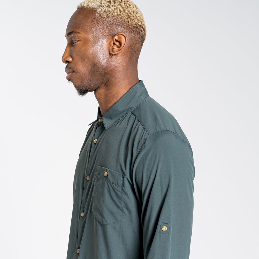 Green Craghoppers NosiLife Nuoro Long Sleeved Men's Shirts | SUX6057RF