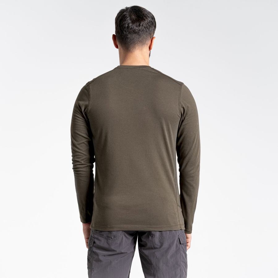 Green Craghoppers NosiLife Talen Long Sleeved Men's T-Shirts | LDS8346VL