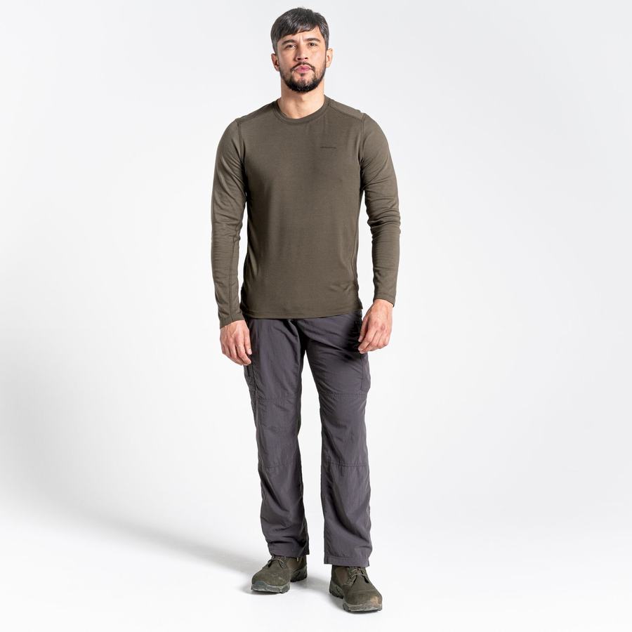 Green Craghoppers NosiLife Talen Long Sleeved Men's T-Shirts | LDS8346VL