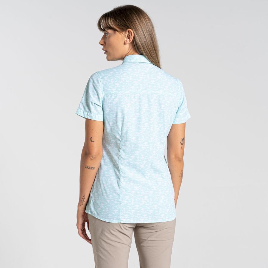 Green Craghoppers NosiLife Tillia Short Sleeved Women's Shirts | FHC5412JG