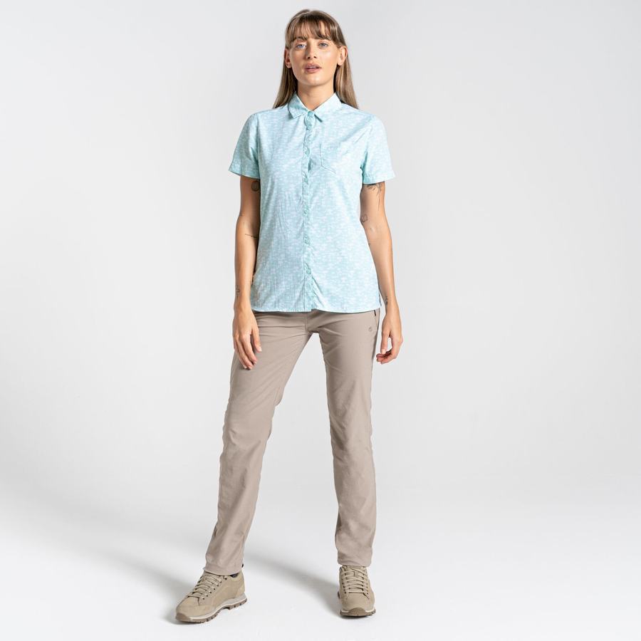 Green Craghoppers NosiLife Tillia Short Sleeved Women's Shirts | FHC5412JG