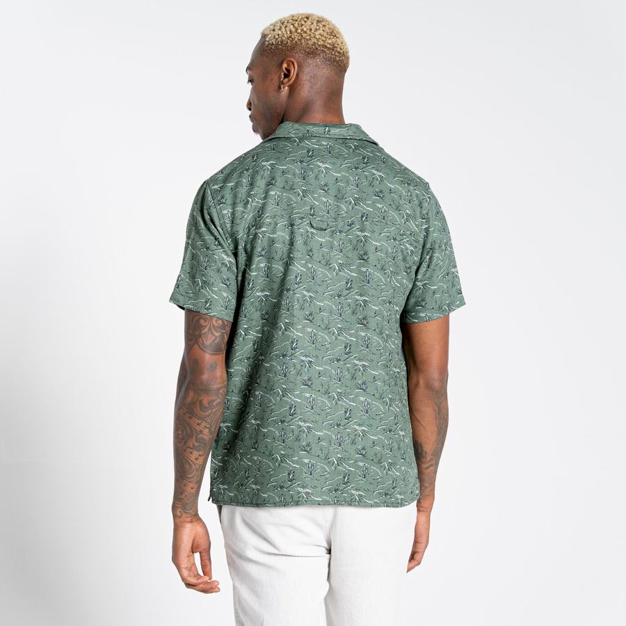 Green Craghoppers Nosibotanical Hula Short Sleeved Men's Shirts | RCQ6381WQ