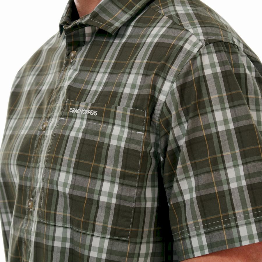 Green Craghoppers Vernon Short Sleeved Men's Shirts | CDW8740TE