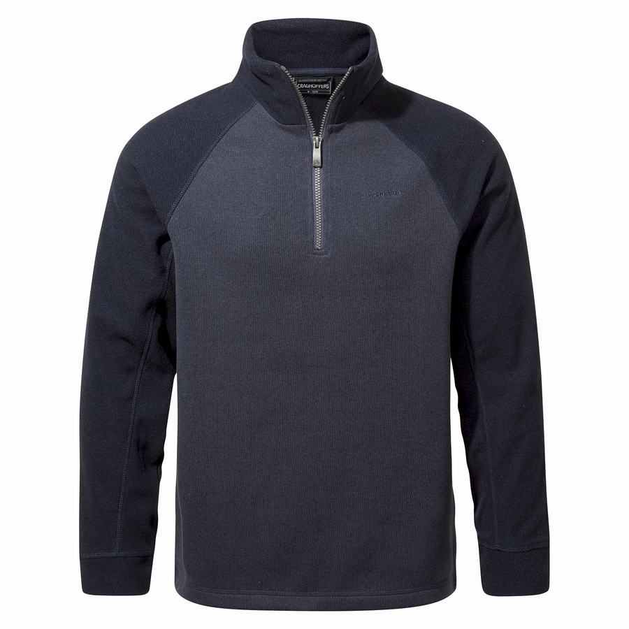 Grey Blue Craghoppers Barker Half Zip Men's Sweaters | XBA7387MA