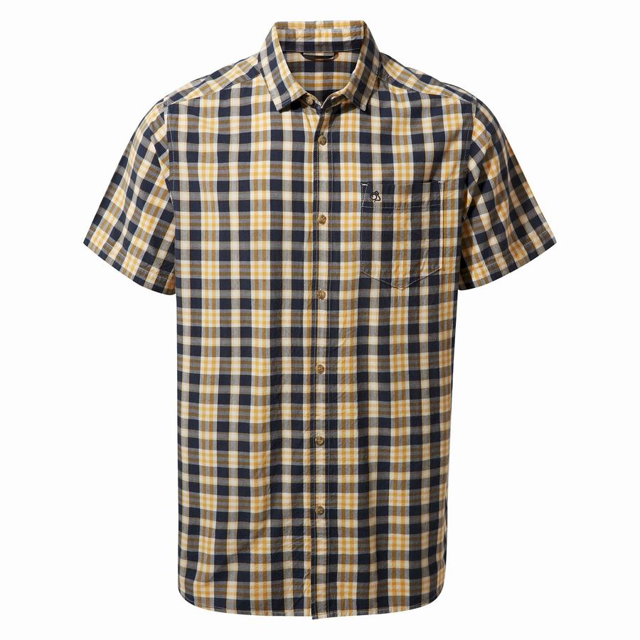 Grey Blue Craghoppers Jose Short Sleeved Men's Shirts | DER1009GJ