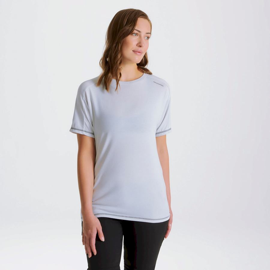 Grey Craghoppers Dynamic Short Sleeved Women's T-Shirts | WSC1672UV