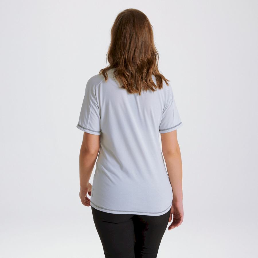 Grey Craghoppers Dynamic Short Sleeved Women's T-Shirts | WSC1672UV