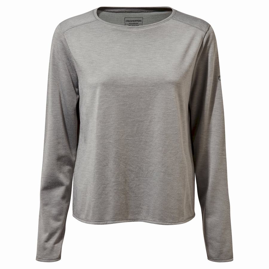 Grey Craghoppers First Layer Long Sleeved Women\'s T-Shirts | TFZ6935OZ