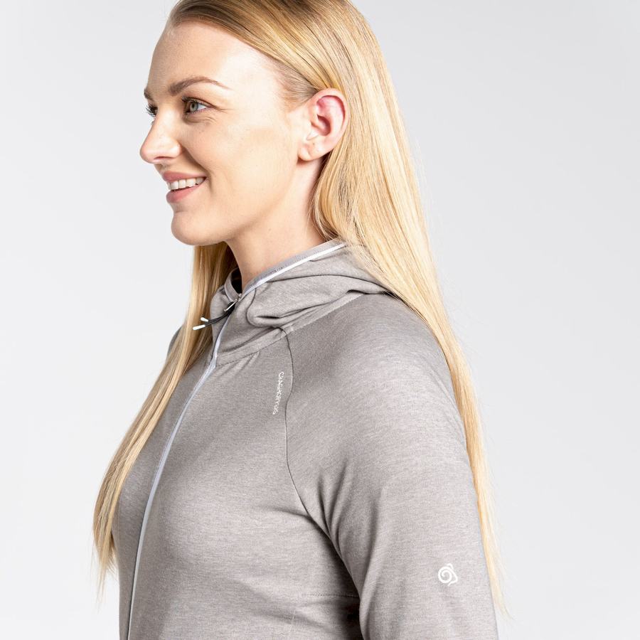 Grey Craghoppers NosiLife Milanta Hooded Women's T-Shirts | MQW8147HL