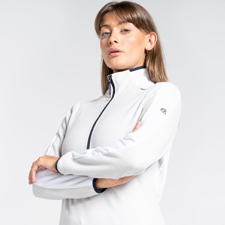 Grey White Craghoppers Minerva Half Zip Women's Sweaters | MFT1943YH