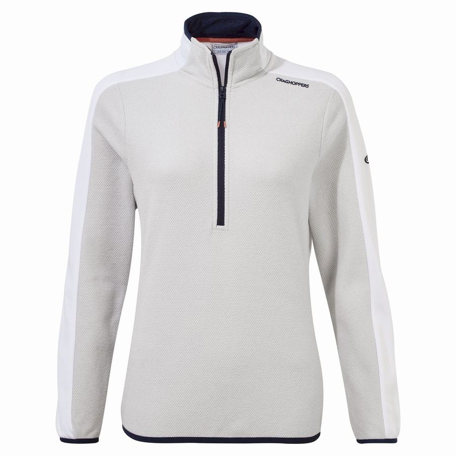 Grey White Craghoppers Minerva Half Zip Women's Sweaters | MFT1943YH