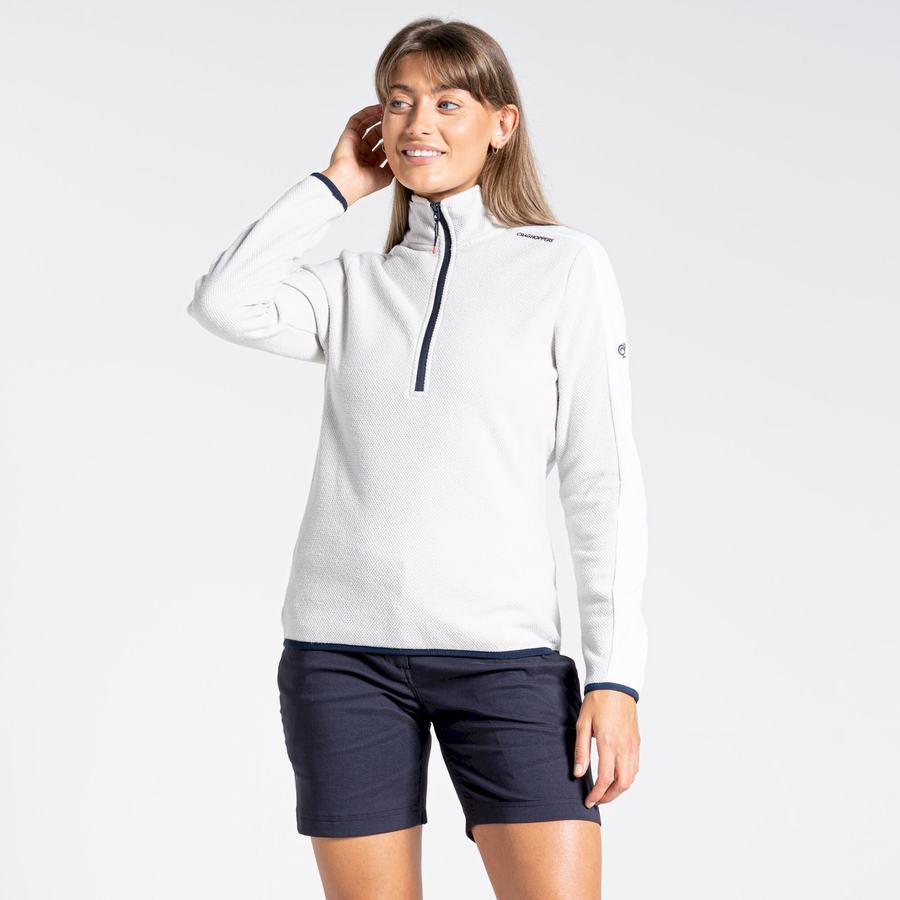 Grey White Craghoppers Minerva Half Zip Women's Sweaters | MFT1943YH