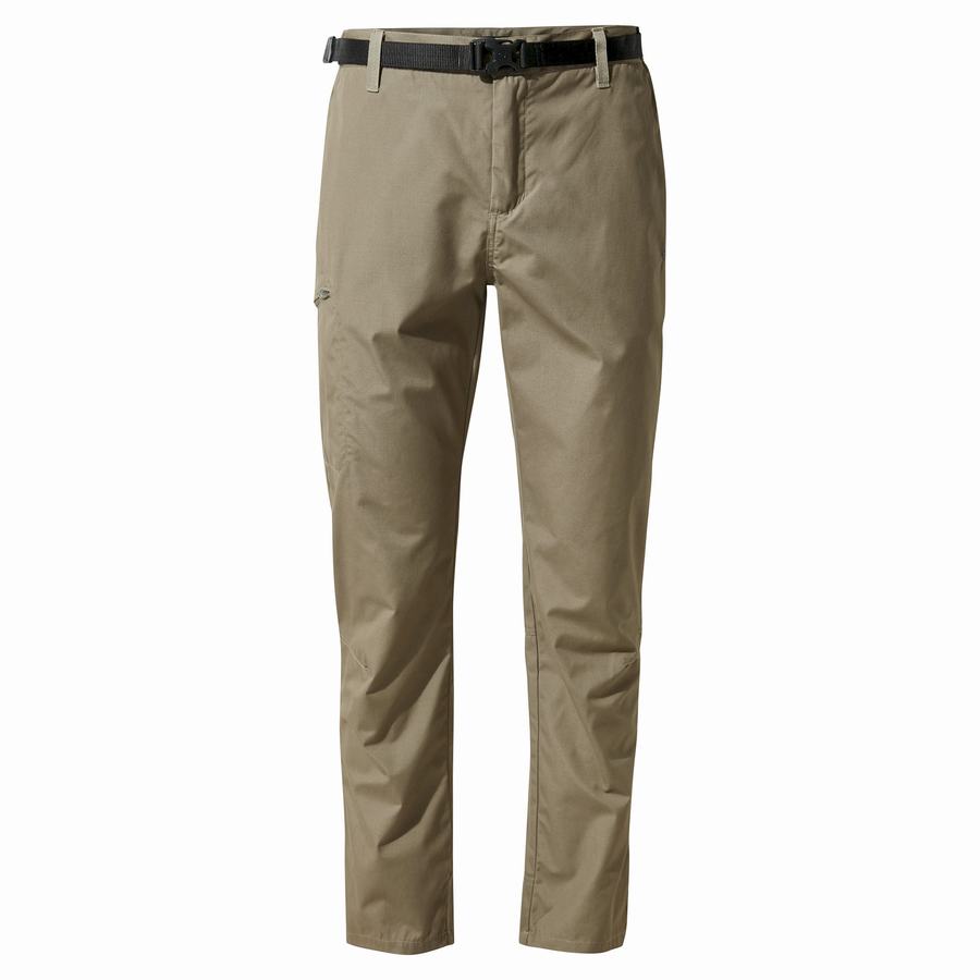 Khaki Craghoppers Kiwi Boulder Slim Men's Trousers | TBA501EO