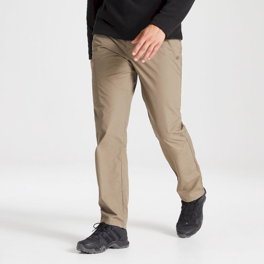 Khaki Craghoppers Kiwi Boulder Slim Men's Trousers | TBA501EO