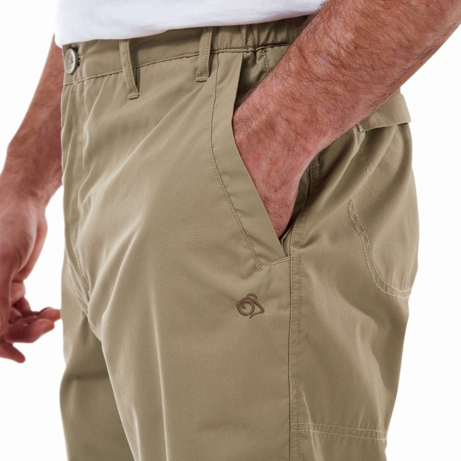 Khaki Craghoppers Kiwi Long Men's Shorts | QJU6087BT