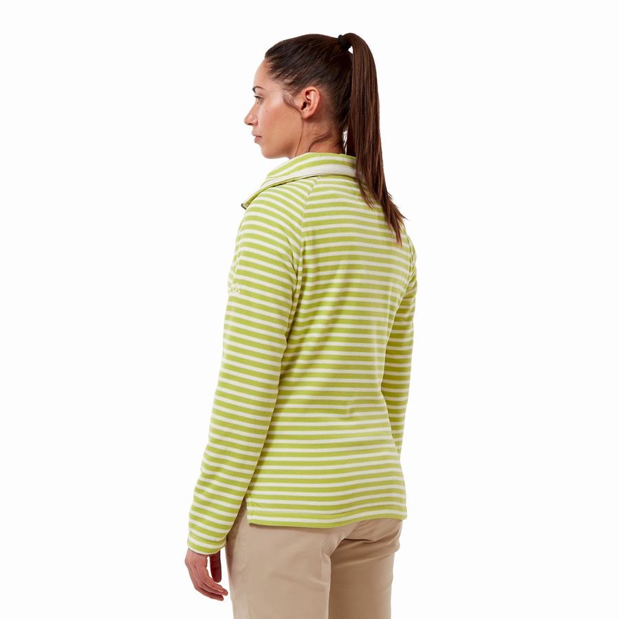 Light Green Stripes Craghoppers Natalia Half Zip Women's Sweaters | GGJ127NL