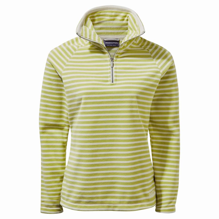 Light Green Stripes Craghoppers Natalia Half Zip Women\'s Sweaters | GGJ127NL