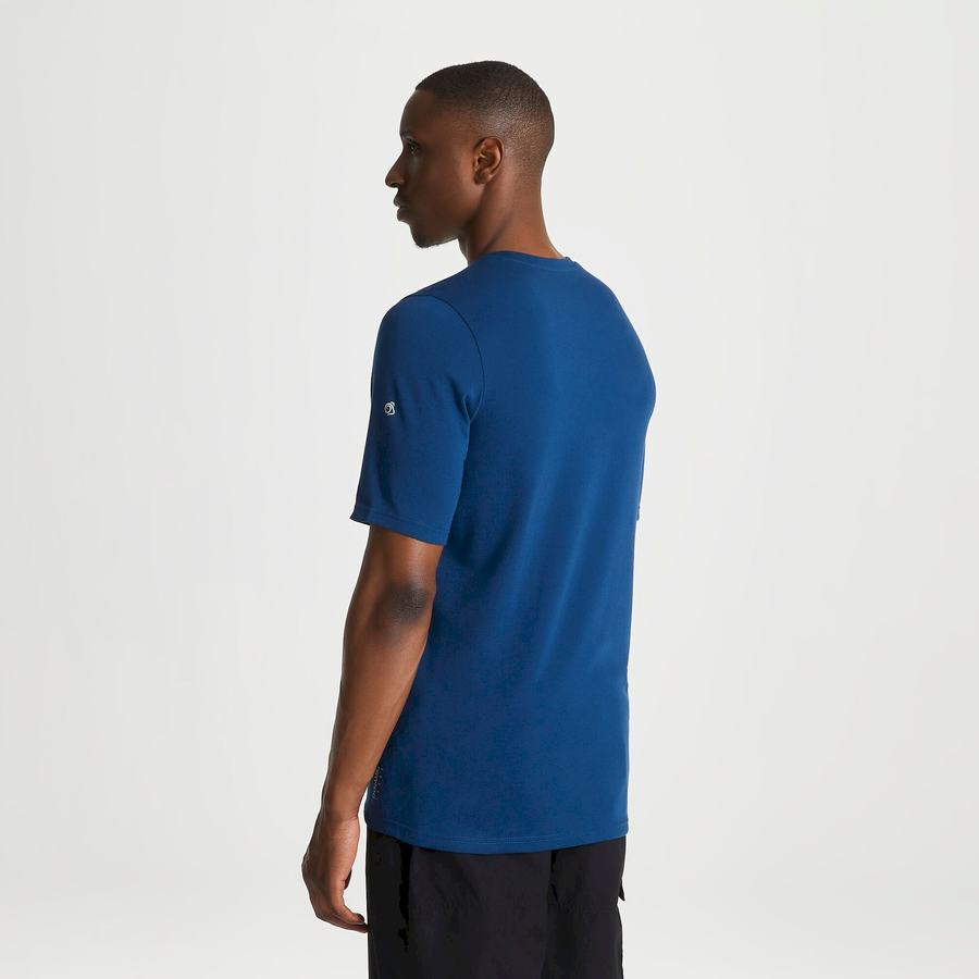 Navy Blue Craghoppers Dynamic Short Sleeved Poseidon Men's T-Shirts | XFE560FG