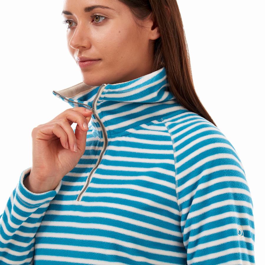 Navy Blue Stripes Craghoppers Natalia Half Zip Women's Sweaters | VAV5754GF