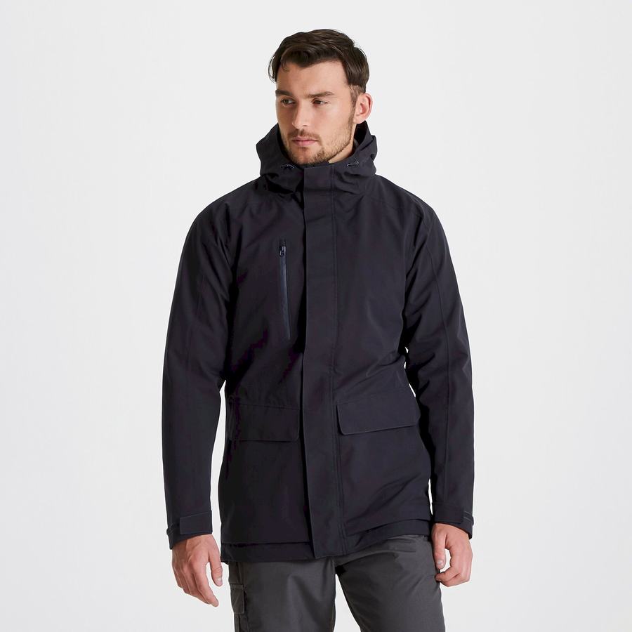 Navy Craghoppers Expert Kiwi Pro Stretch Long Men's Jackets | OQK8252WM