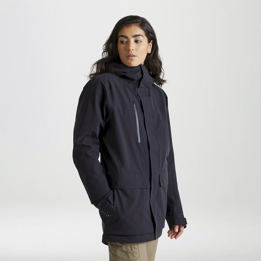 Navy Craghoppers Expert Kiwi Pro Stretch Long Men's Jackets | OQK8252WM