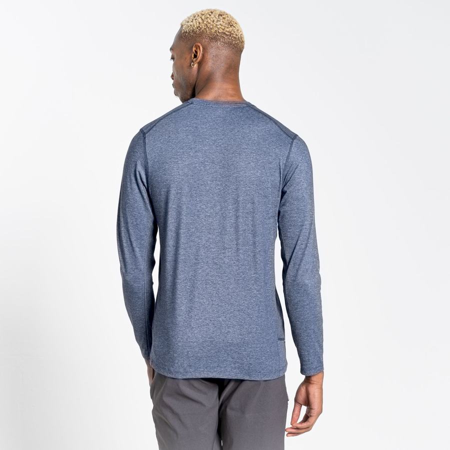 Navy Craghoppers NosiLife Talen Long Sleeved Men's T-Shirts | PBR3149JL