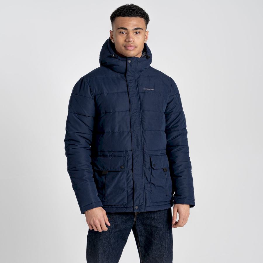 Navy Dark Blue Craghoppers Insulated Trillick Downhike Hooded Men's Jackets | PGT4251CP