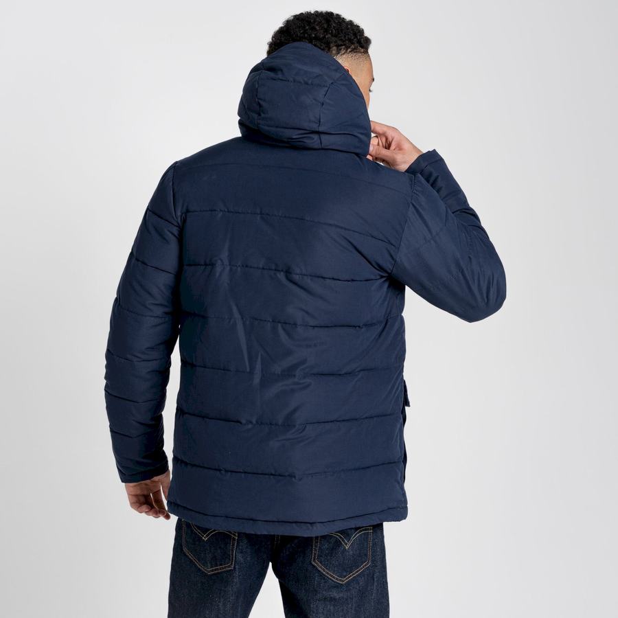 Navy Dark Blue Craghoppers Insulated Trillick Downhike Hooded Men's Jackets | PGT4251CP