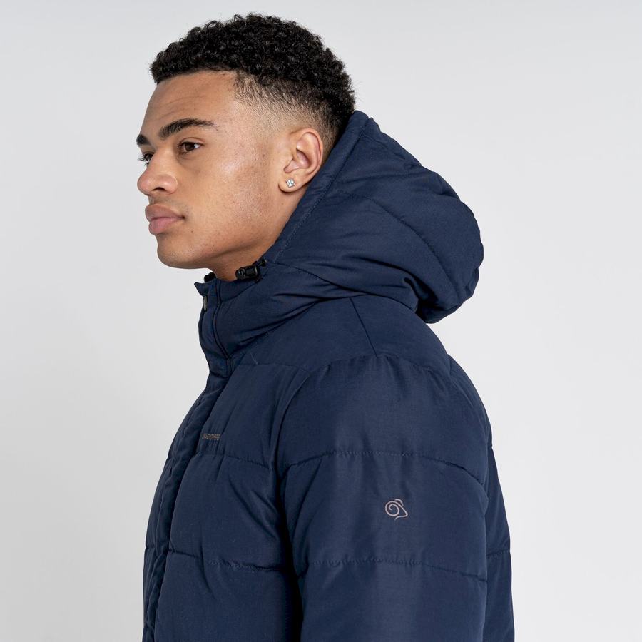 Navy Dark Blue Craghoppers Insulated Trillick Downhike Hooded Men's Jackets | PGT4251CP