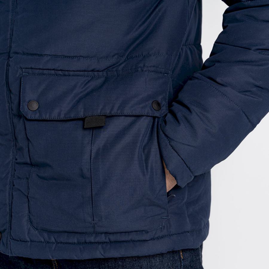 Navy Dark Blue Craghoppers Insulated Trillick Downhike Hooded Men's Jackets | PGT4251CP