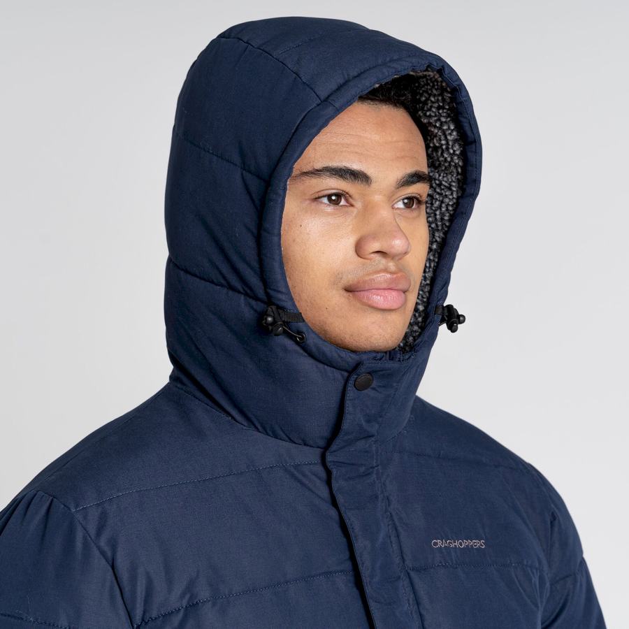 Navy Dark Blue Craghoppers Insulated Trillick Downhike Hooded Men's Jackets | PGT4251CP