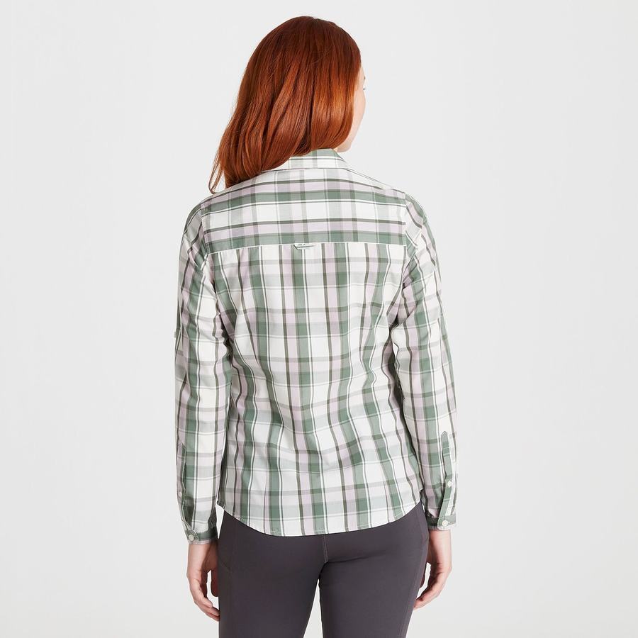 Olive Craghoppers Kiwi II Long Sleeved Women's Shirts | LRL3975RS