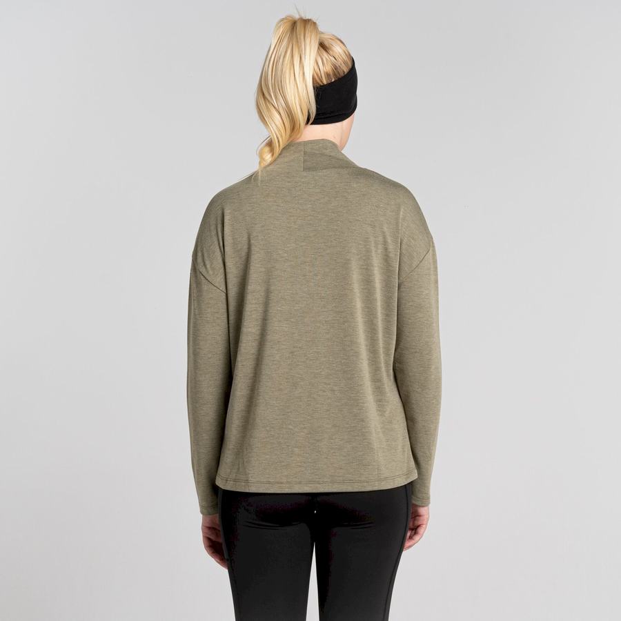 Olive Craghoppers Meridan Long Sleeved Women's T-Shirts | YNQ2576BZ