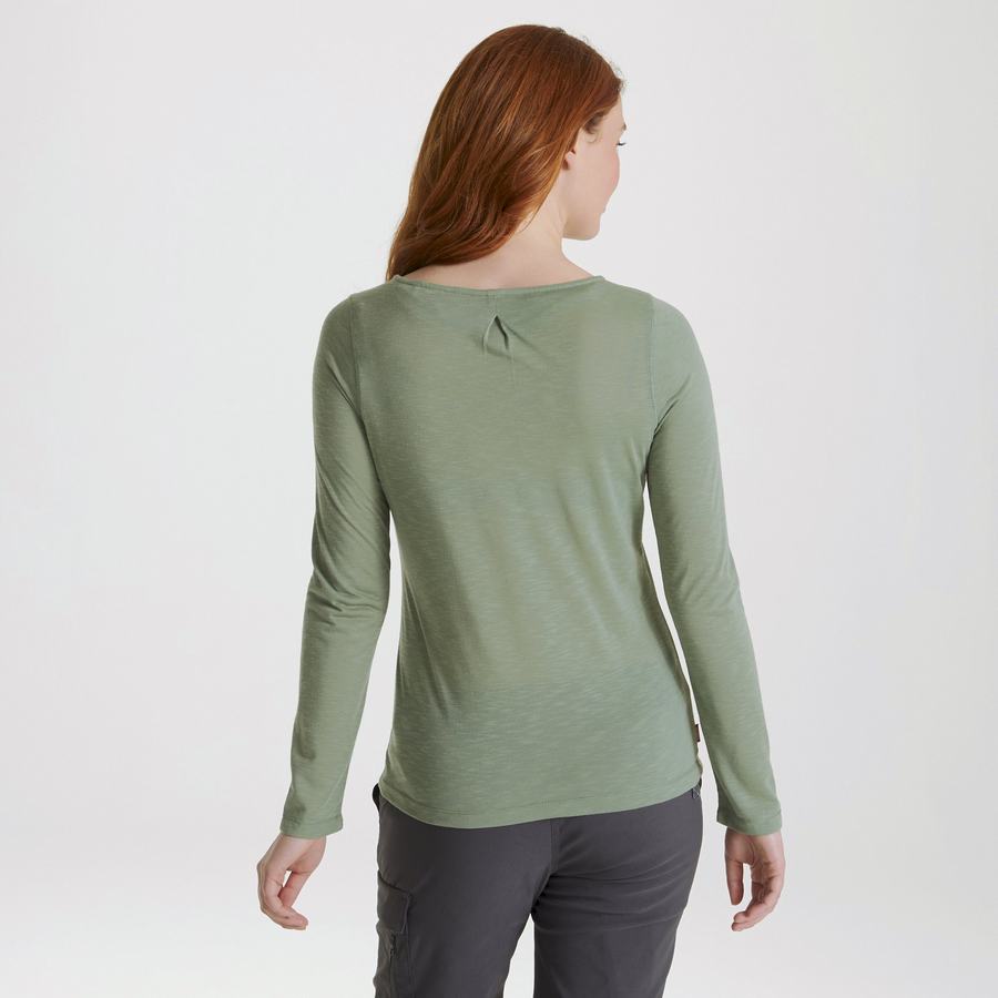 Olive Craghoppers NosiLife Erin Long Sleeved Women's T-Shirts | TNC698LV