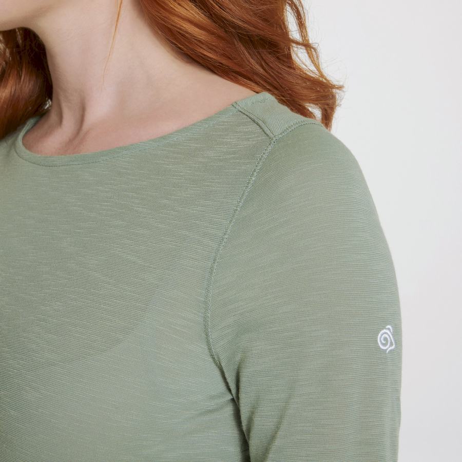 Olive Craghoppers NosiLife Erin Long Sleeved Women's T-Shirts | TNC698LV