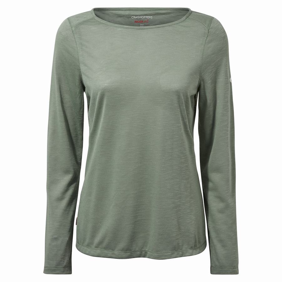 Olive Craghoppers NosiLife Erin Long Sleeved Women's T-Shirts | TNC698LV