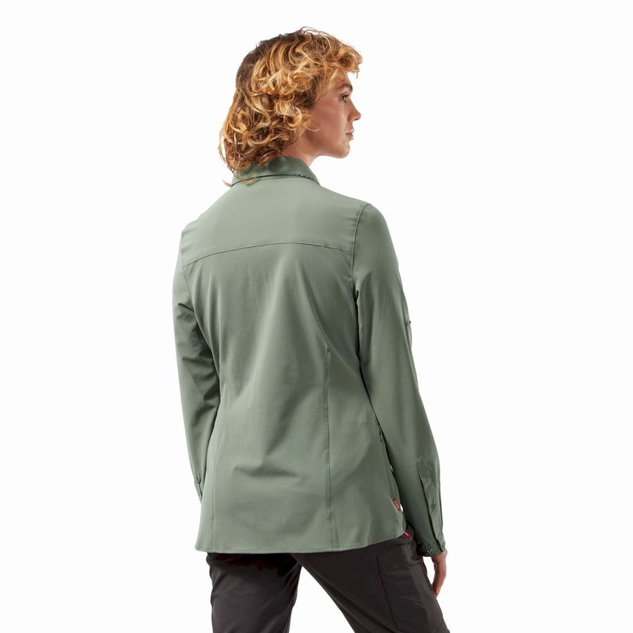 Olive Craghoppers NosiLife Pro III Long Sleeved Women's Shirts | USS8487TT