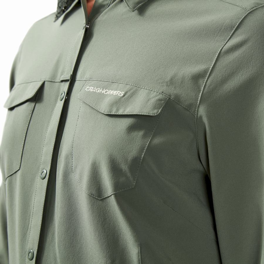 Olive Craghoppers NosiLife Pro III Long Sleeved Women's Shirts | USS8487TT