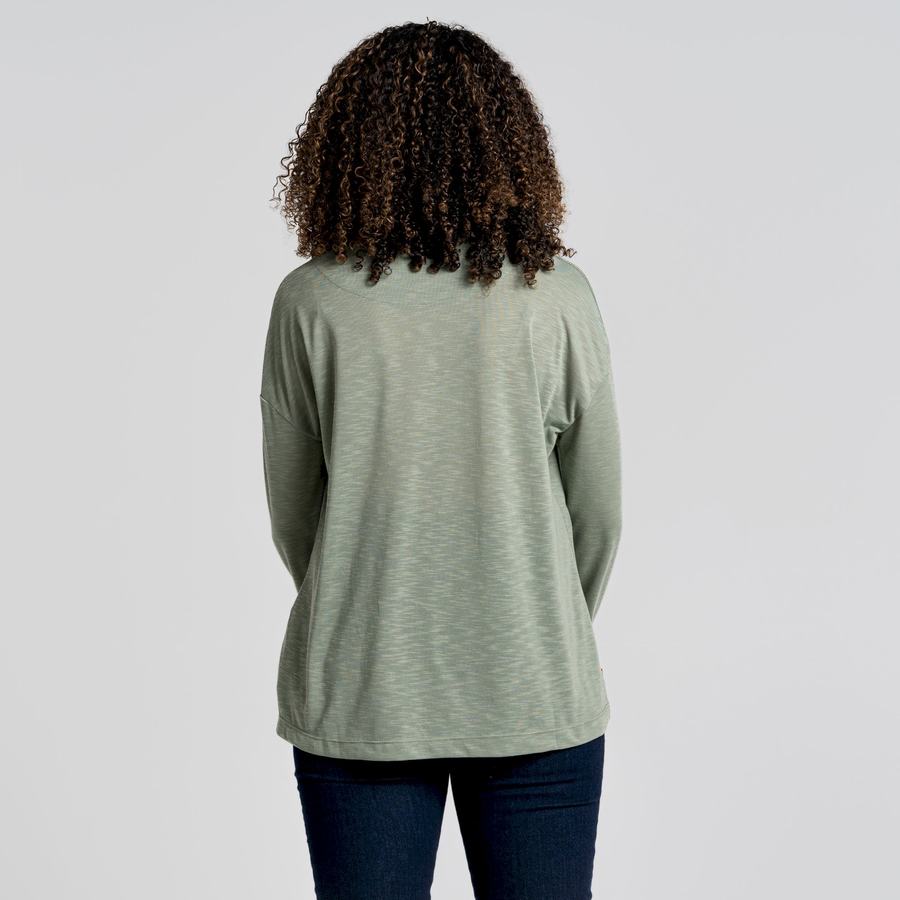 Olive Craghoppers NosiLife Sami Long Sleeved Women's T-Shirts | TVK9980WT