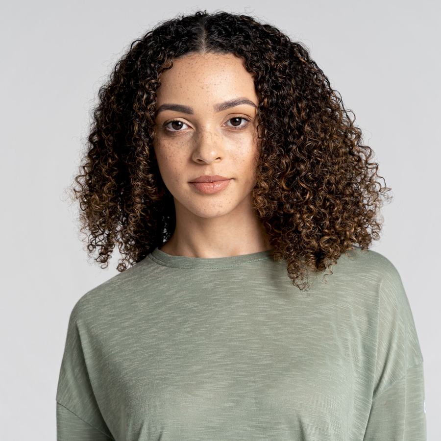 Olive Craghoppers NosiLife Sami Long Sleeved Women's T-Shirts | TVK9980WT